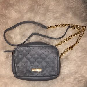 Grey Crossover Purse with Gold Chain